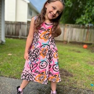 RAGS ‘Graffiti’ Sleeveless Drop Waist Dress